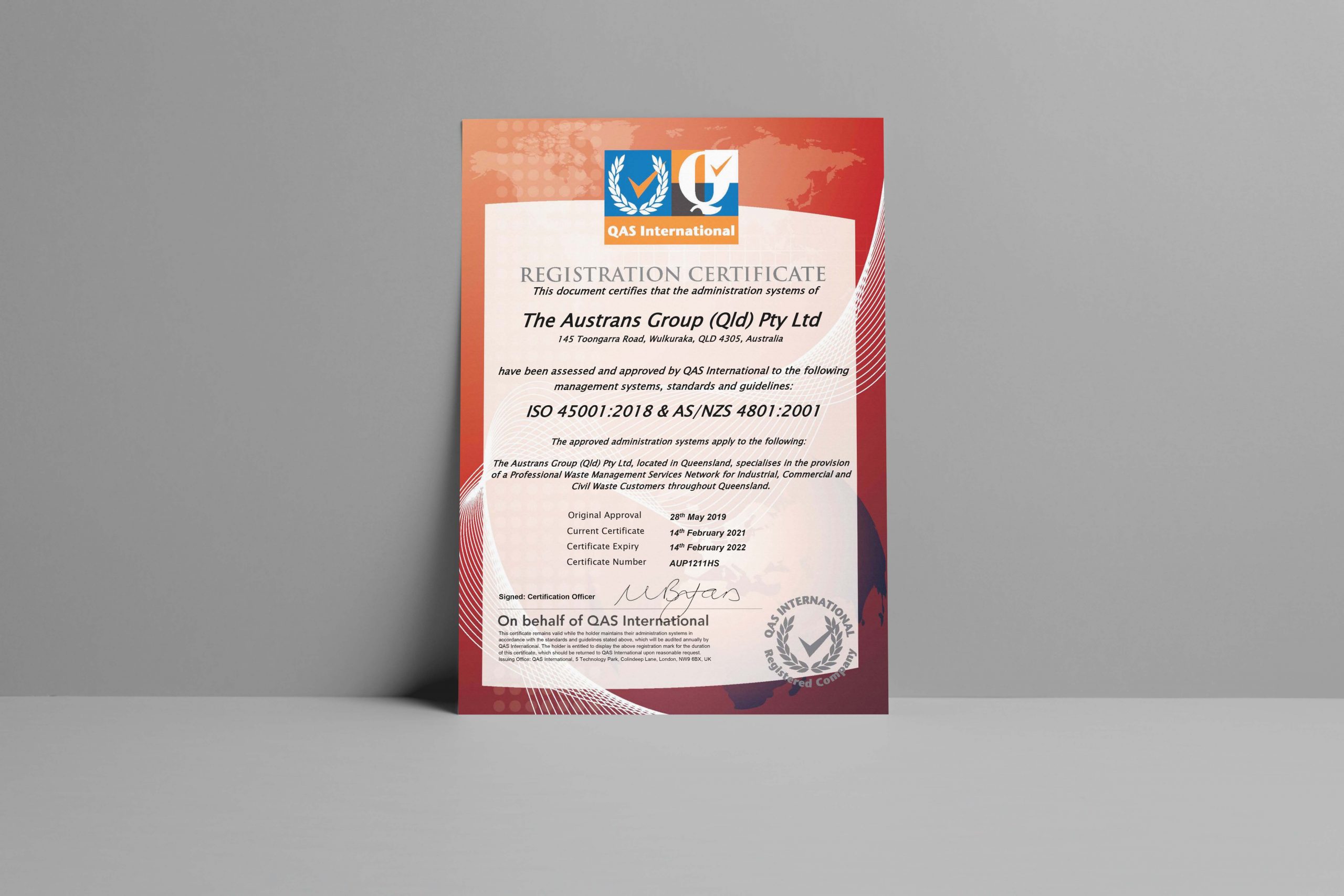 Austrans QAS ISO Certification